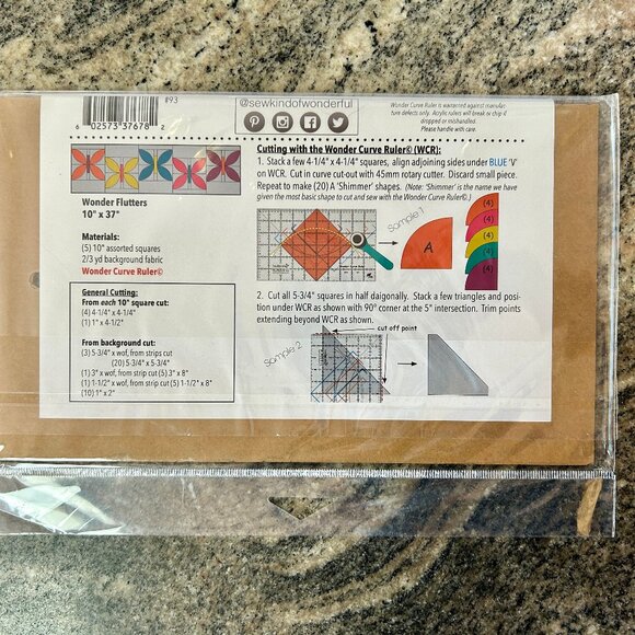 NEW Sew Kind of Wonderful Wonder Curve Ruler 6x10 piecing ruler with Bonus Book - Picture 6 of 7